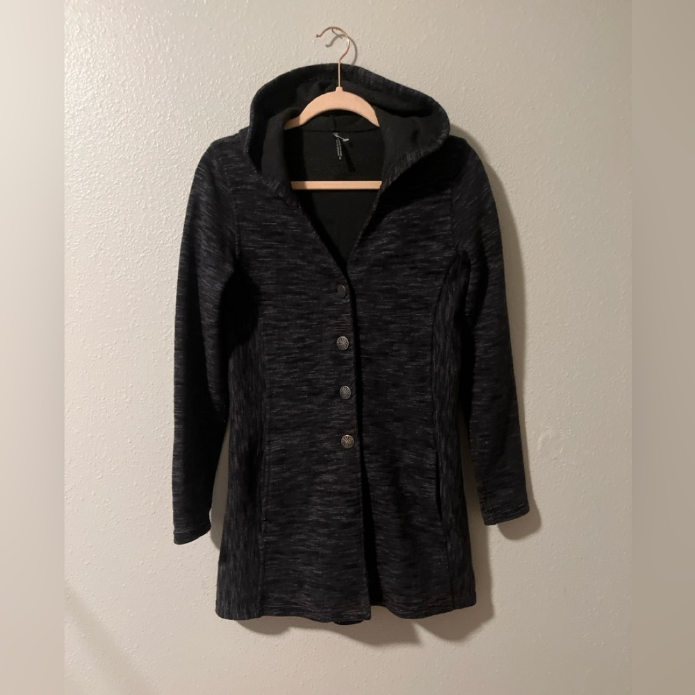 Kuhl sweater coat gray Hooded Button-Up Cardigan